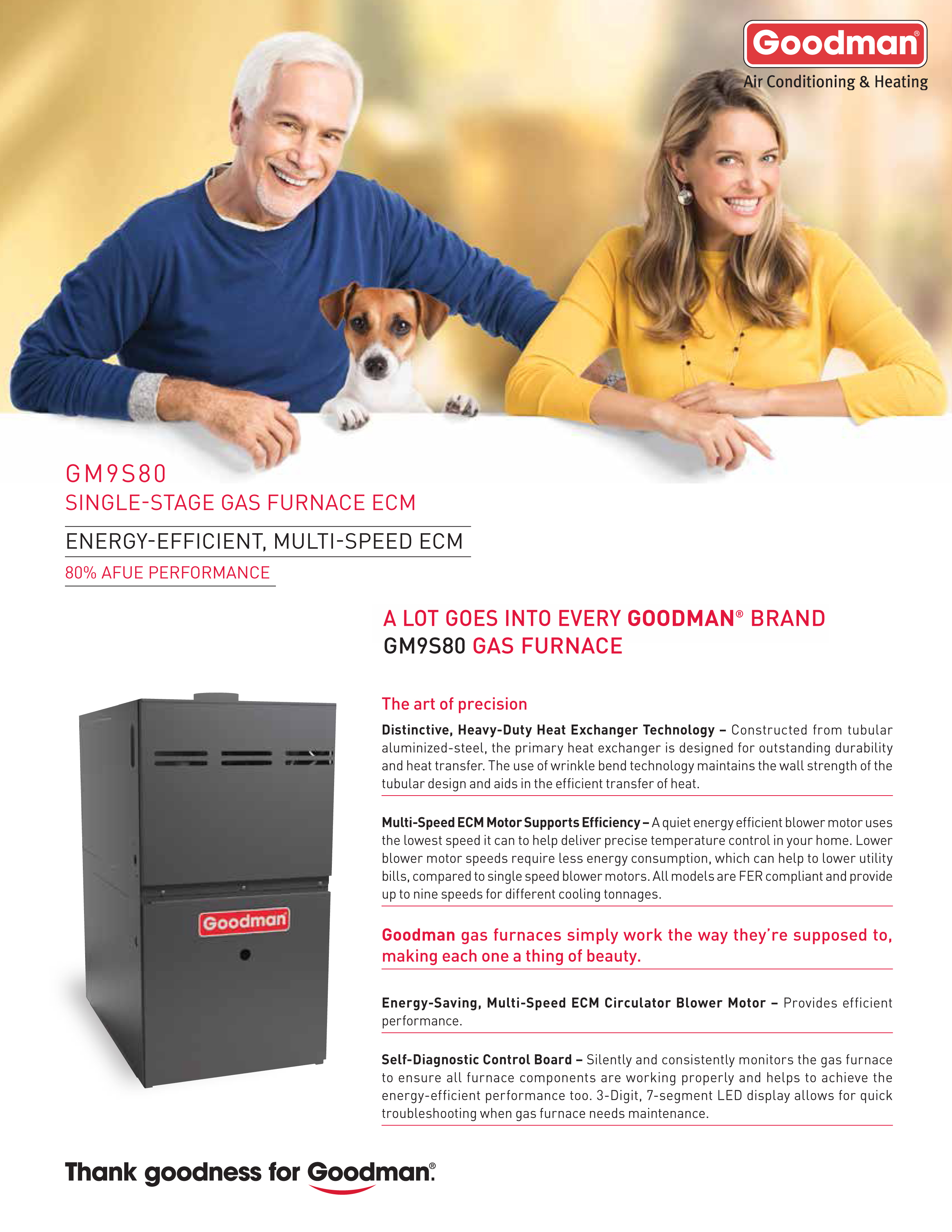 3 Ton Goodman R32 15.2 SEER2 80% AFUE 80-100K BTU Gas System GLXS4BA3610, Coil and Furnace